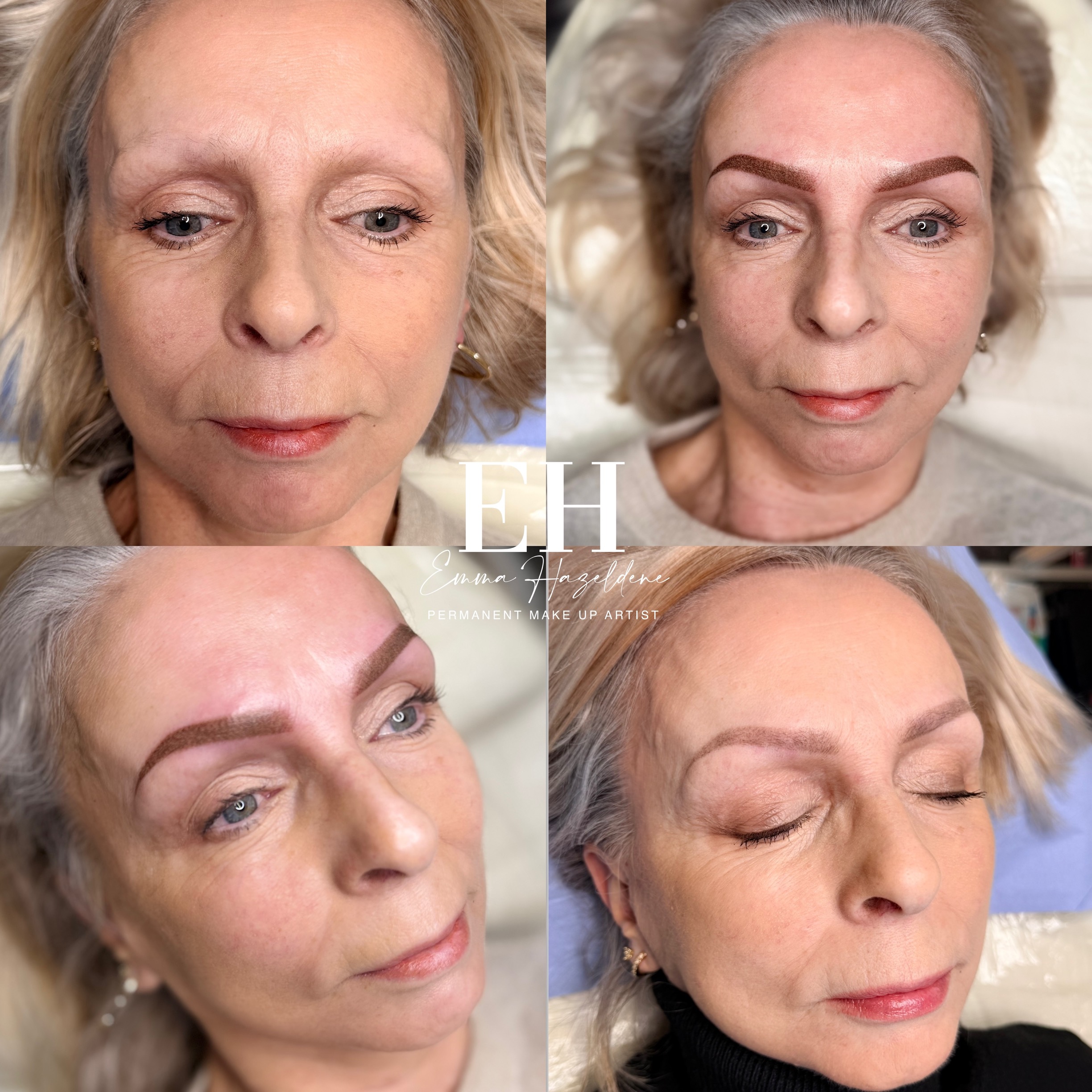 Eyebrow permanent makeup before-and-after comparison